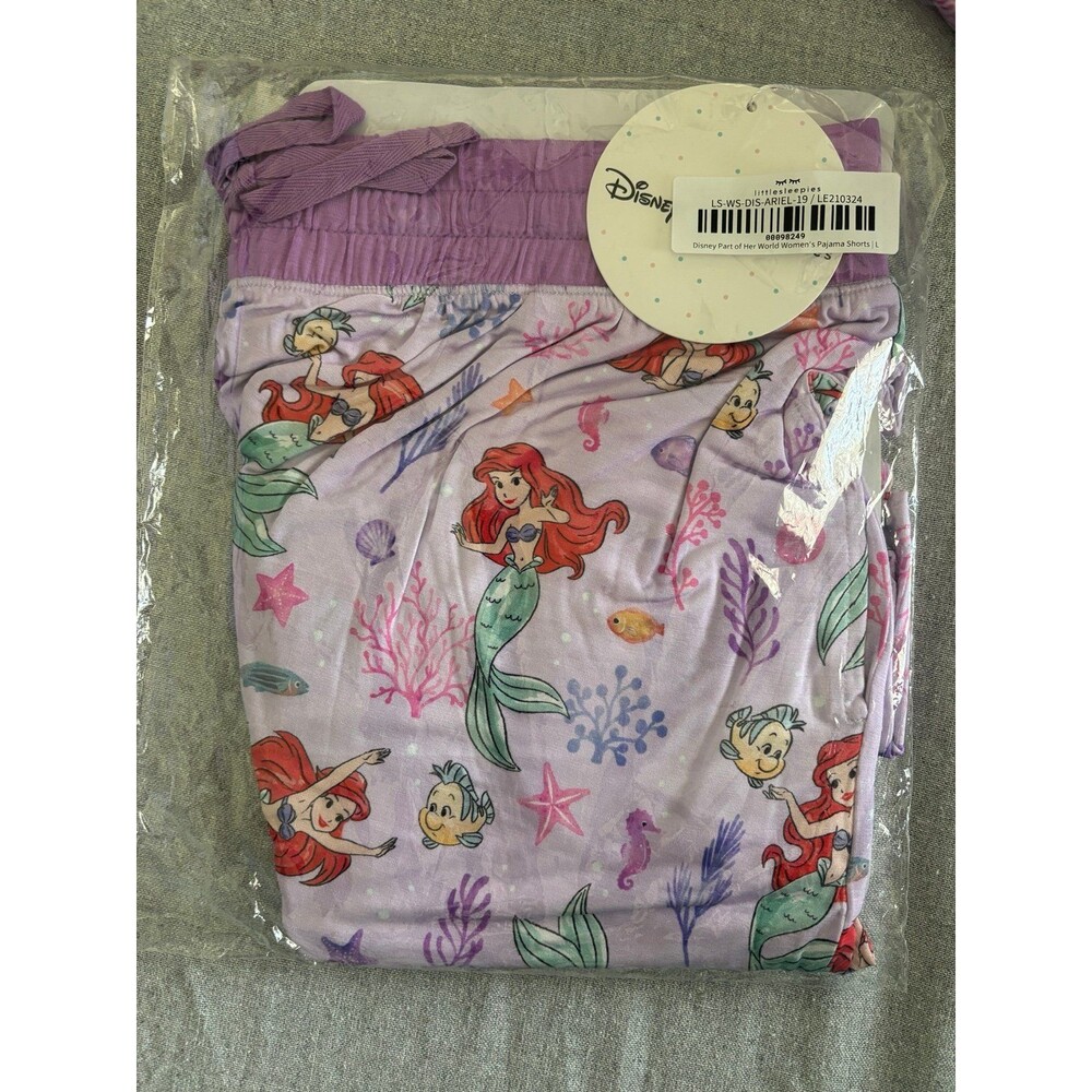 Little Sleepies Disney Ariel Part of Her World Women’s Pajama Shorts Large NIB